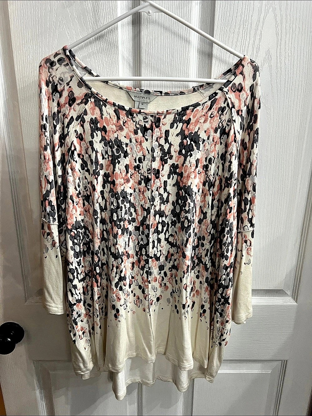Multiples Abstract Print Tunic Pink Black Size 1X Like New